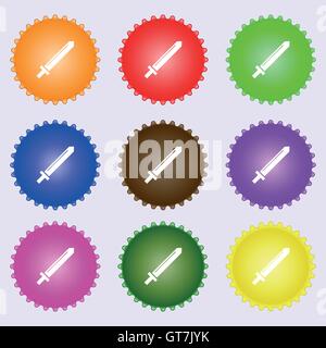 Sword icon sign. Big set of colorful, diverse, high-quality buttons. Vector Stock Vector