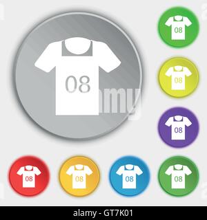 T-shirt Icon sign. Symbol on eight flat buttons. Vector Stock Vector