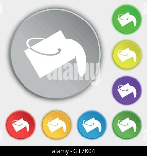 Paint bucket icon sign. Symbol on eight flat buttons. Vector Stock Vector