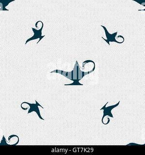 Alladin lamp genie sign. Seamless pattern with geometric texture. Vector Stock Vector