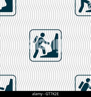 rock climbing sign. Seamless pattern with geometric texture. Vector Stock Vector