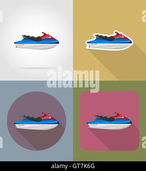 aquabike flat icons illustration isolated on background Stock Photo