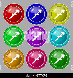 Sagittarius icon sign. symbol on nine round colourful buttons. Vector Stock Vector