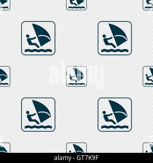 Windsurfing sign. Seamless pattern with geometric texture. Vector Stock Vector