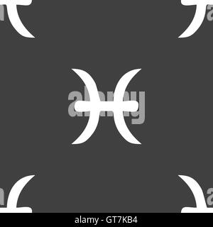 Pisces zodiac sign sign. Seamless pattern on a gray background. Vector Stock Vector