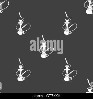 Hookah sign. Seamless pattern on a gray background. Vector Stock Vector