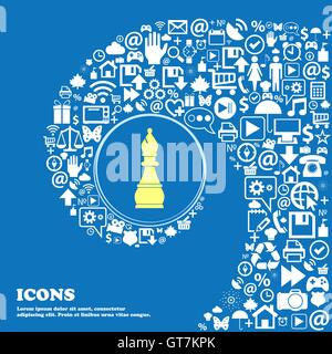 Chess bishop symbols. Nice set of beautiful icons twisted spiral into the center of one large icon. Vector Stock Vector