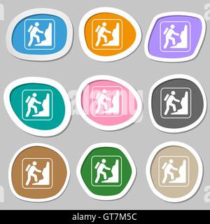 rock climbing symbols. Multicolored paper stickers. Vector Stock Vector