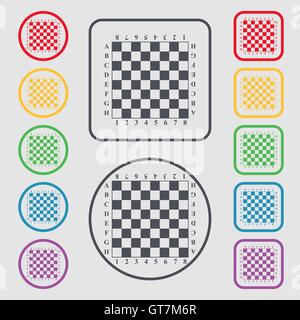 Modern Chess board icon sign. symbol on the Round and square buttons with frame. Vector Stock Vector