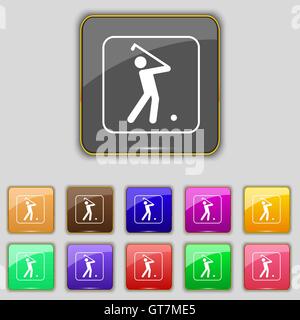 Golf icon sign. Set with eleven colored buttons for your site. Vector Stock Vector