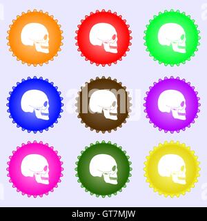 Skull icon sign. Big set of colorful, diverse, high-quality buttons. Vector Stock Vector