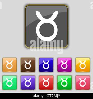 Taurus icon sign. Set with eleven colored buttons for your site. Vector Stock Vector