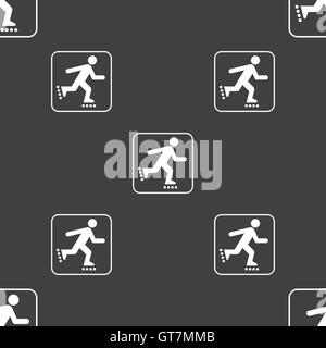 roller skating sign. Seamless pattern on a gray background. Vector Stock Vector