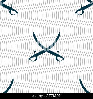 Crossed saber sign. Seamless pattern with geometric texture. Vector Stock Vector