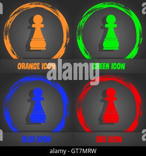 Chess Pawn icon. Fashionable modern style. In the orange, green, blue, red design. Vector Stock Vector