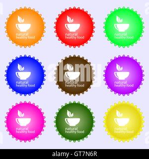 healthy food concept icon sign. Big set of colorful, diverse, high-quality buttons. Vector Stock Vector