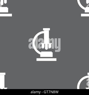 Microscope icon sign. Seamless pattern on a gray background. Vector Stock Vector