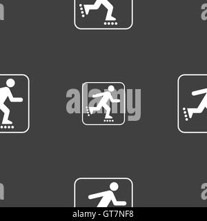 roller skating sign. Seamless pattern on a gray background. Vector Stock Vector