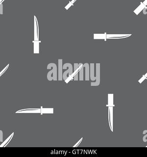 knife icon sign. Seamless pattern on a gray background. Vector Stock Vector
