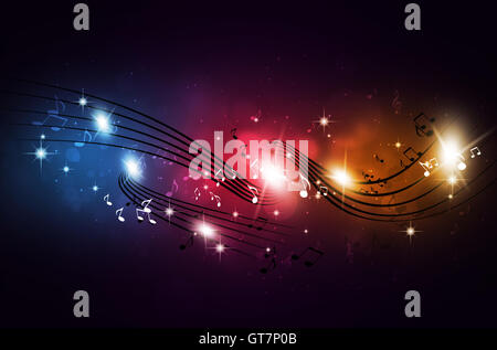 abstract music notes on multicolor party background Stock Photo