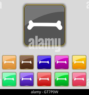 Dog bone icon sign. Set with eleven colored buttons for your site. Vector Stock Vector