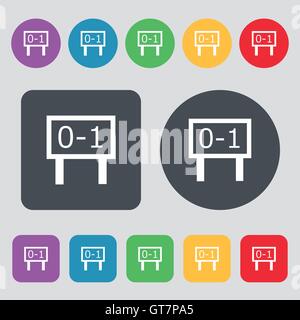 Scoreboard icon sign. A set of 12 colored buttons. Flat design. Vector Stock Vector