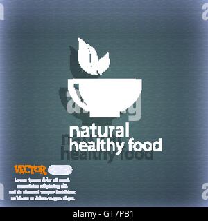 healthy food concept icon. On the blue-green abstract background with shadow and space for your text. Vector Stock Vector