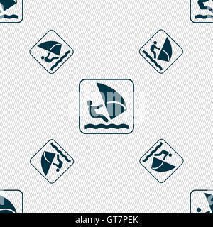 Windsurfing sign. Seamless pattern with geometric texture. Vector Stock Vector