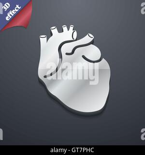 Human heart icon symbol. 3D style. Trendy, modern design with space for your text Vector Stock Vector