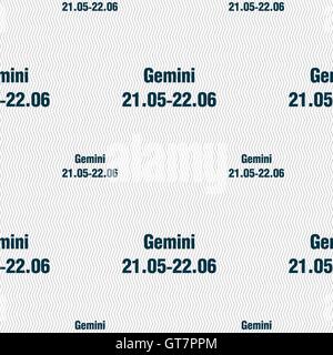 Gemini sign. Seamless pattern with geometric texture. Vector Stock Vector