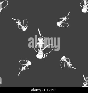 Hookah sign. Seamless pattern on a gray background. Vector Stock Vector