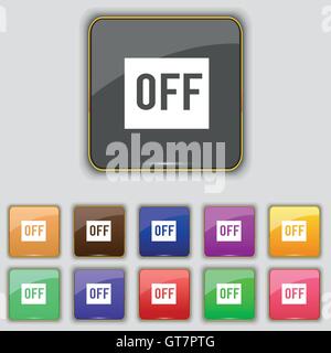 OFF icon sign. Set with eleven colored buttons for your site. Vector Stock Vector