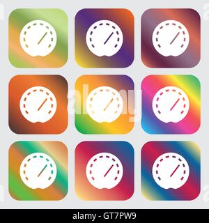 speedometer Icon . Nine buttons with bright gradients for beautiful design. Vector Stock Vector