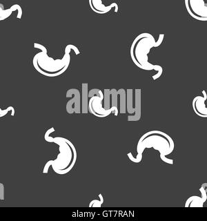 Stomach sign. Seamless pattern on a gray background. Vector Stock Vector