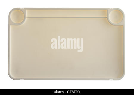 High Angle View of Empty Plastic Food or Supply Tray with Separate Compartments on White Background Stock Photo