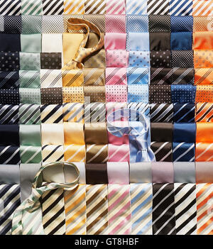 Rows of multi coloured ties Stock Photo