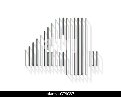 Silver, steel wire font. Number FOUR 4 with vertical shadows. 3D render illustration isolated on white background Stock Photo