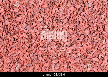 Background texture of healthy dried goji berries or wolfberries rich in nutrients and phytochemicals and labelled as a superfrui Stock Photo