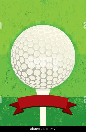 Golf Ball on tee. A golf ball on a tee over a textured background. Stock Vector
