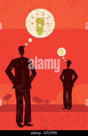 Man with a green idea. A man in silhouette thinking of an environmentally friendly idea Stock Vector