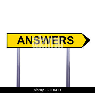 Conceptual arrow sign isolated on white - ANSWERS Stock Photo