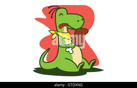 Dinosaur eating of vector art Stock Photo
