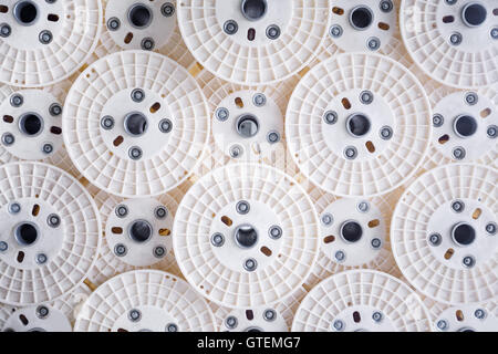 Group of optical fibers reels as technology background Stock Photo