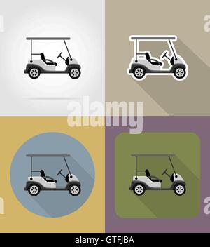 golf car flat icons vector illustration isolated on background Stock Vector