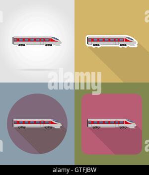 train flat icons vector illustration isolated on background Stock Vector