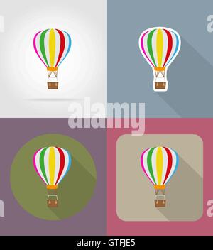 air balloon flat icons vector illustration isolated on background Stock Vector