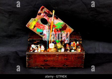 Vintage Artists Paint Box Stock Photo