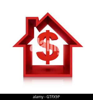 graphic for real estate business, 3d dollar symbol isolated on white background Stock Vector