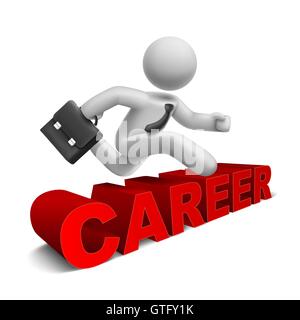3d businessman jumping over 'career' word with white background Stock Vector