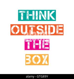 Inspirational quote."Think outside the box", vector format Stock Vector